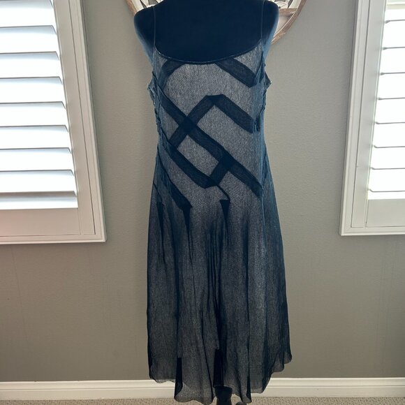 BCBG MaxAzria Dress Black Sheer Geometric Pattern Cream Slip Sleeveless SZ12 - Picture 1 of 6